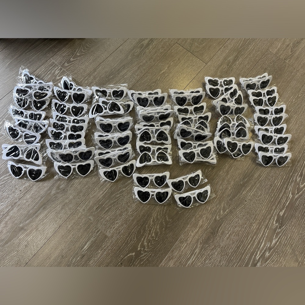 White Heart Sunglasses Bulk Lot 74 Pairs Party Favors Bachelorette Wedding NWO - Picture 5 of 8